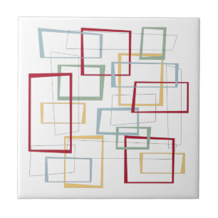 Funky Mid-century Modern Squares Ceramic Tile