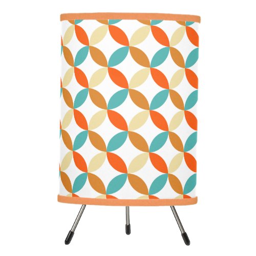 Funky Mid_century Turquoise Orange Circles Pattern Tripod Lamp