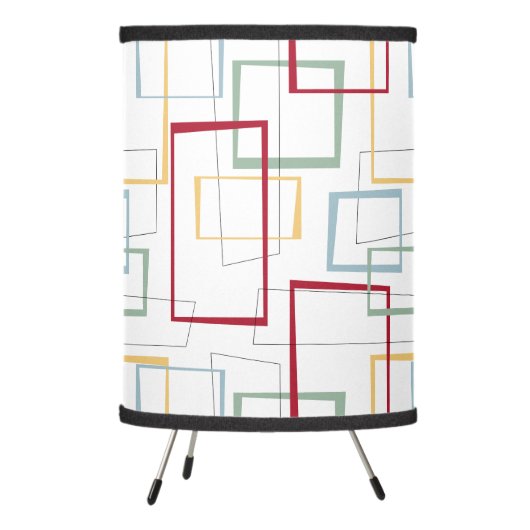 Funky Mid Mod Red Blue Green Yellow Squares Tripod Lamp (Left)