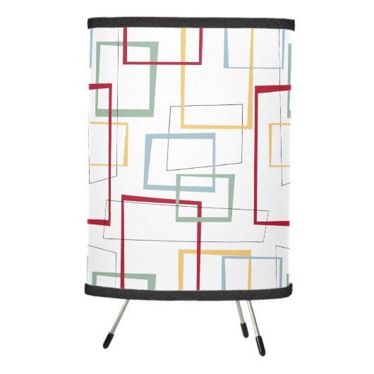 Funky Mid Mod Red Blue Green Yellow Squares Tripod Lamp (Right)