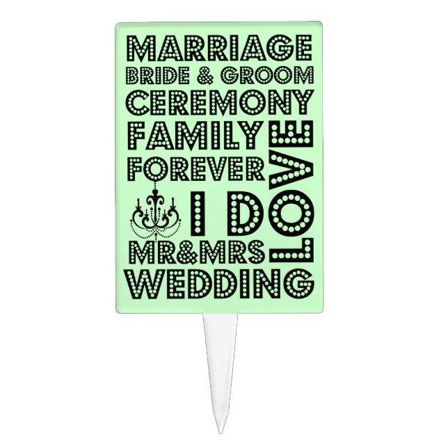 Funky Mint Green Wedding Cake Topper (Front)
