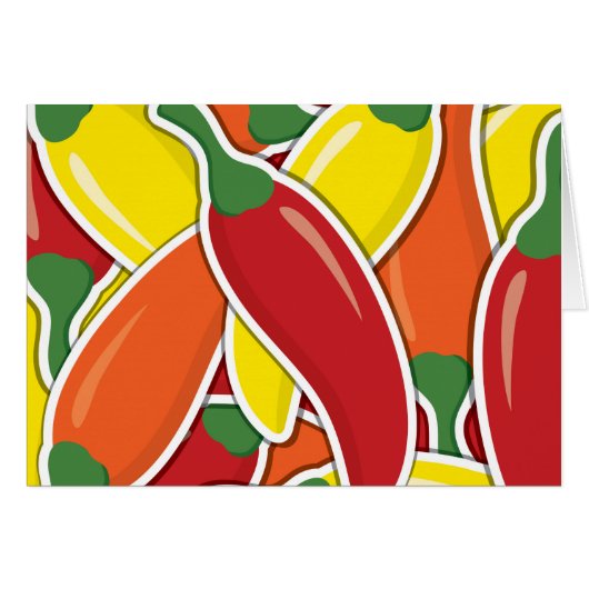 Funky mixed chilli peppers cards (Front Horizontal)