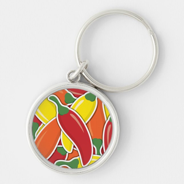 Funky mixed chilli peppers keychain (Front)