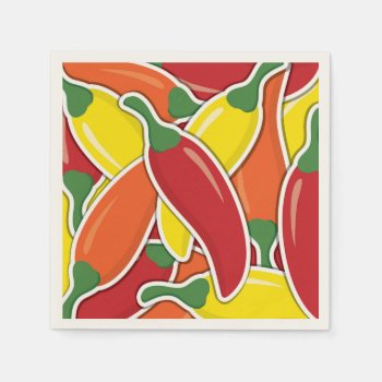 Funky Mixed Chilli Peppers Paper Napkins by LifeOfRileyDesign at Zazzle