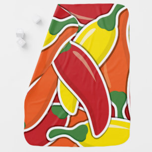 Funky mixed chilli peppers stroller blanket