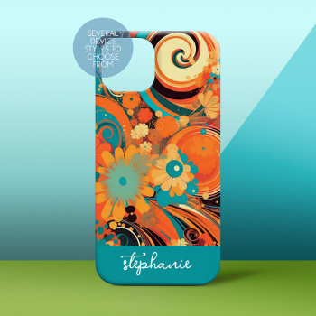 Funky Mod Flower Design With Swirls - Script Name Case-mate Iphone 14 Case by icases at Zazzle
