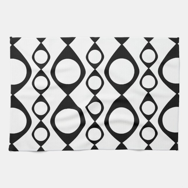 Funky MOD Retro Black & White Pattern Towel (Horizontal)