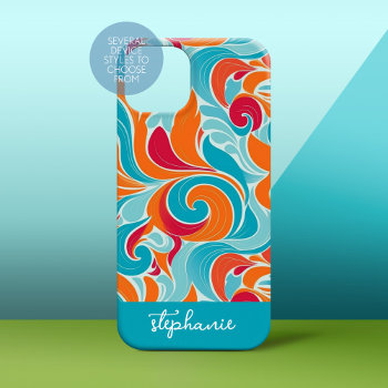 Funky Mod Swirl Design With Curves - Script Name Case-mate Iphone 14 Case by icases at Zazzle