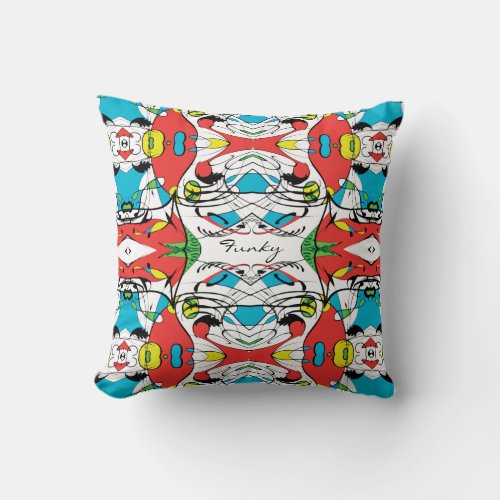 FUNKY Modern Abstract Pattern Custom Text Throw Pillow