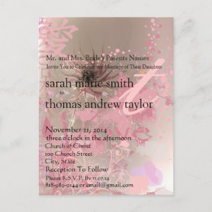 Funky Modern Monogram Wedding Invitation Postcard
