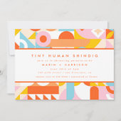 Funky Modern Orange Tiny Human Shindig Baby Shower Invitation (Front)
