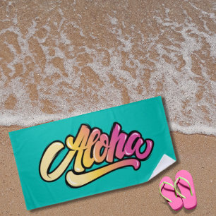 Funky Modern Topaz Dark Turquoise Aloha Beach Beach Towel