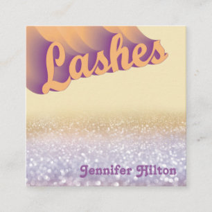 Funky modern trendy colorful lashes after care square business card