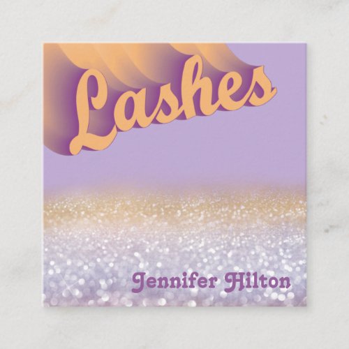 Funky modern trendy colorful lashes after care square business card