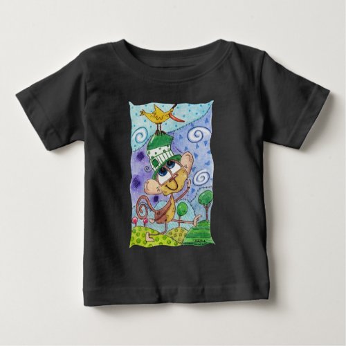 Funky Monkey and Banana Bird Baby T_Shirt