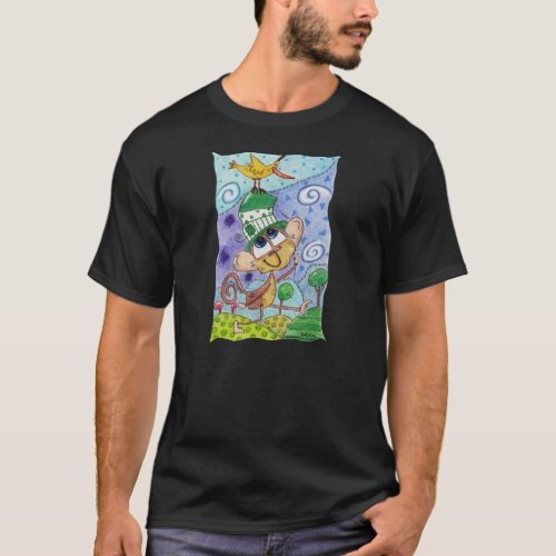 Funky Monkey and Banana Bird T_Shirt