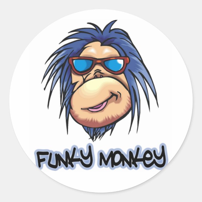 Funky Monkey Classic Round Sticker (Front)