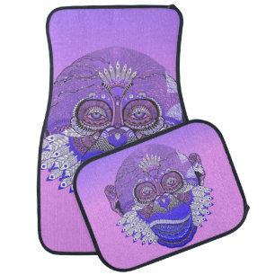 Funky Monkey Tribal Feathers Car Floor Mat