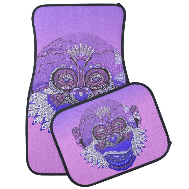 Funky Monkey Tribal Feathers Car Floor Mat (Set)