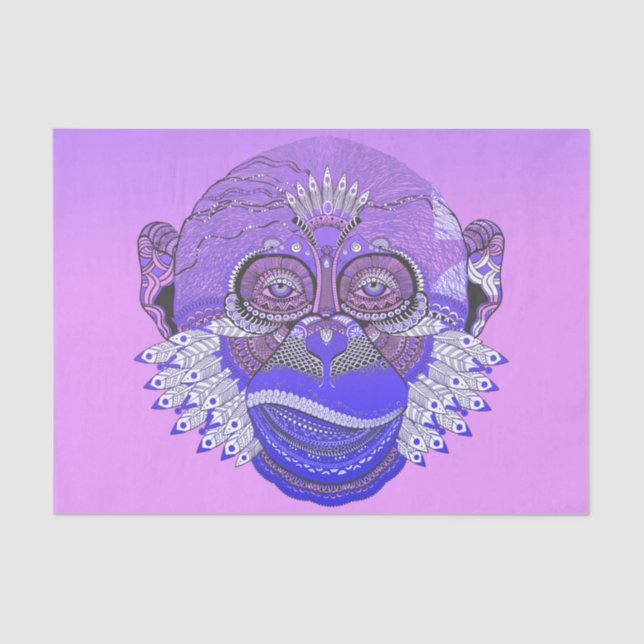 Funky Monkey Tribal Feathers Tissue Paper (Front)