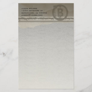 Funky Monogram Gray Grunge Stationery
