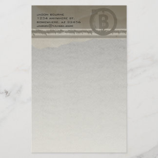 Funky Monogram Gray Grunge Stationery