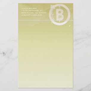 Funky Monogram Lime Stationery
