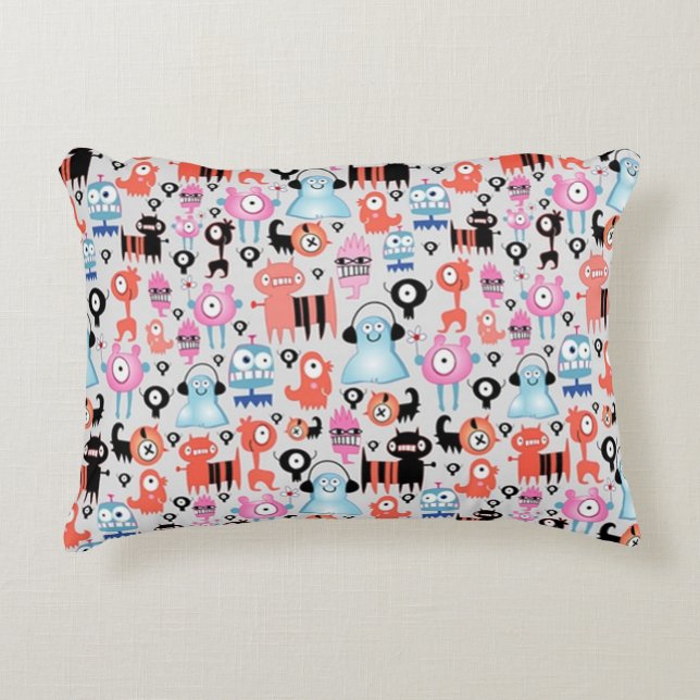 Funky Monsters Decorative Pillow (Front)