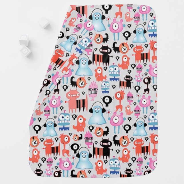 Funky Monsters Swaddle Blanket (In Situ)