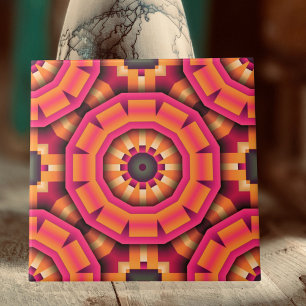 Funky Mosaic Geometric Orange and Pink Backsplash Ceramic Tile