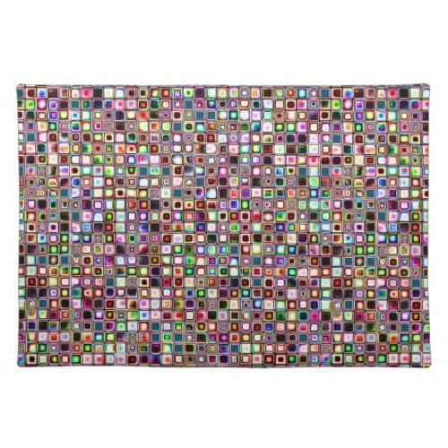 Funky Mosaic Tiles Pattern With Jewel Tones Placemat