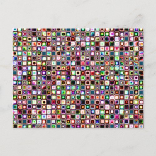 Funky Mosaic Tiles Pattern With Jewel Tones Postcard