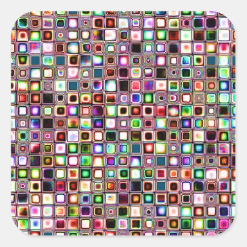 Funky Mosaic Tiles Pattern With Jewel Tones Square Sticker