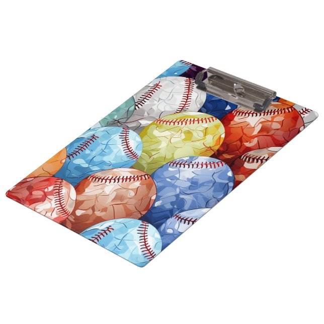 Funky Multi Colored Baseballs Clipboard (Angled)