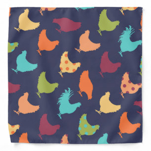 Funky Multi-colored Chicken Pattern Bandana