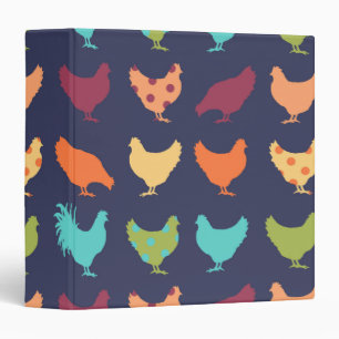 Funky Multi-colored Chicken Pattern Binder