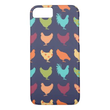 Funky Multi-colored Chicken Pattern Iphone 8/7 Case by PaintingPony at Zazzle