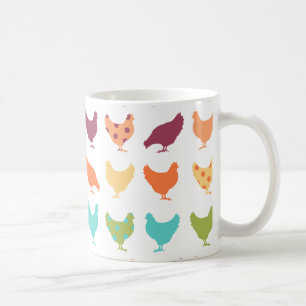 Funky Multi-colored Chicken Pattern Coffee Mug