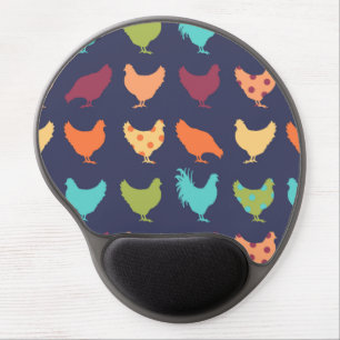 Funky Multi-colored Chicken Pattern Gel Mouse Pad