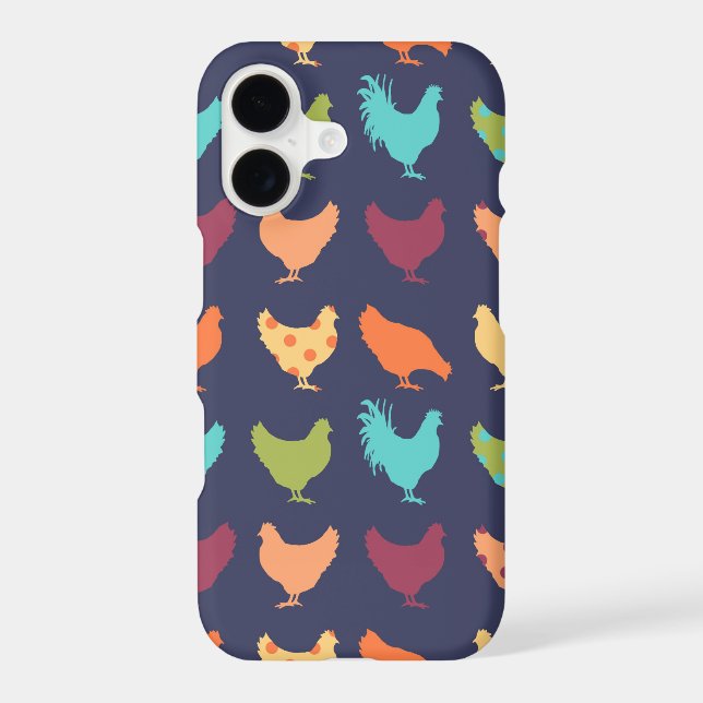 Funky Multi-colored Chicken Pattern Iphone Case (Back)