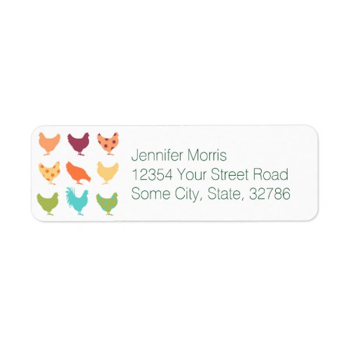 Funky Multi_colored Chicken Pattern Label