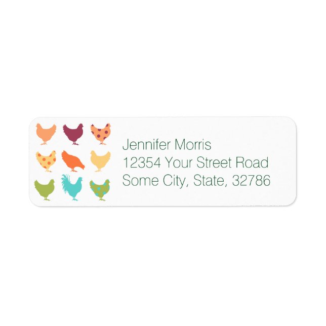 Funky Multi-colored Chicken Pattern Label (Front)