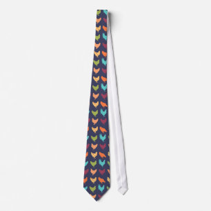Funky Multi-colored Chicken Pattern Neck Tie