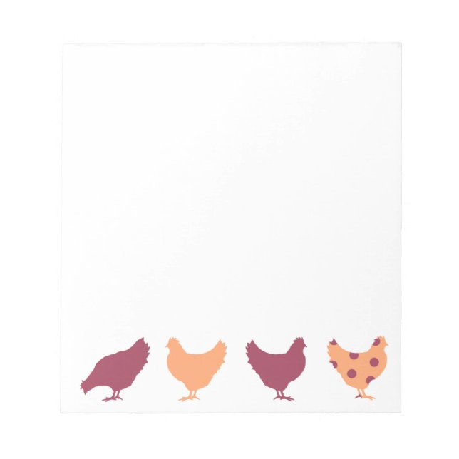Funky Multi-colored Chicken Pattern Notepad (Front)