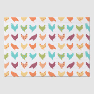 Funky Multi-colored Chicken Pattern Tissue Paper