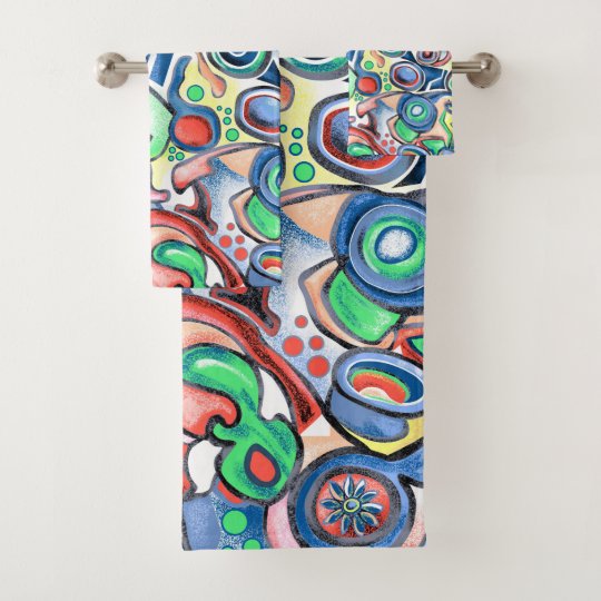 Funky Multicolor Abstract Bath Towel Set
