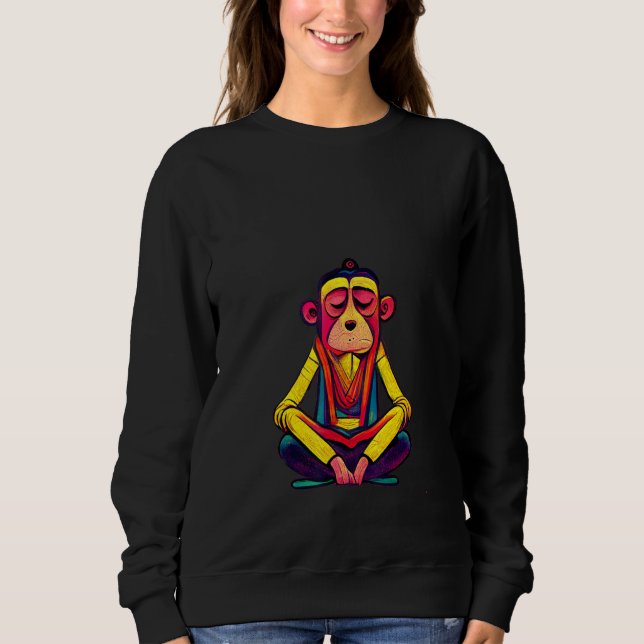 Funky Munky Tibetan Lama Monkey Design Sweatshirt (Front)