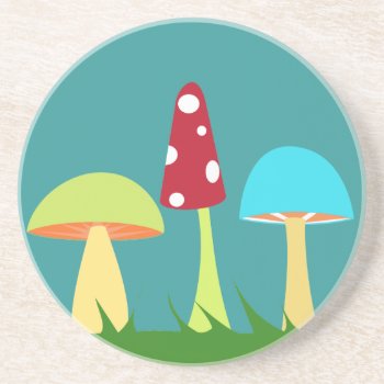 Funky Mushrooms Coaster by NightOwlsMenagerie at Zazzle