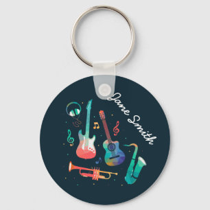 Funky Music colorful musical instruments Keychain