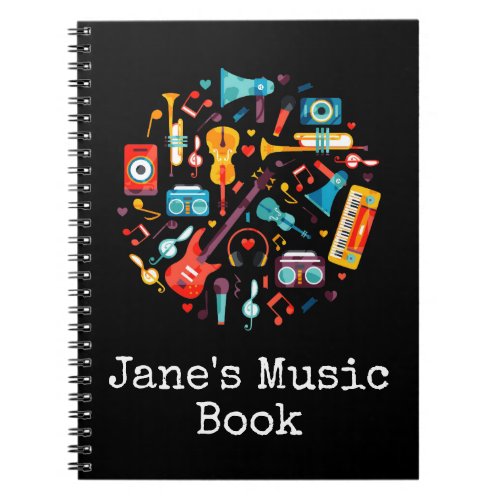Funky Music colorful musical instruments Notebook